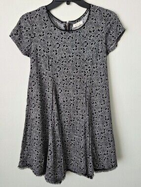 Silence + Noise Black & White Floral mini dress with lace hem